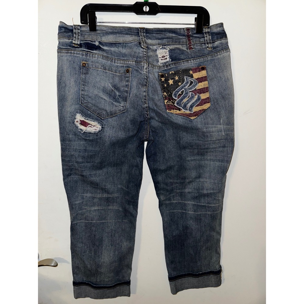 Y2K Vintage Rocawear Women's Capris Jeans Distressed Ripped Jeans - Picture 4 of 7